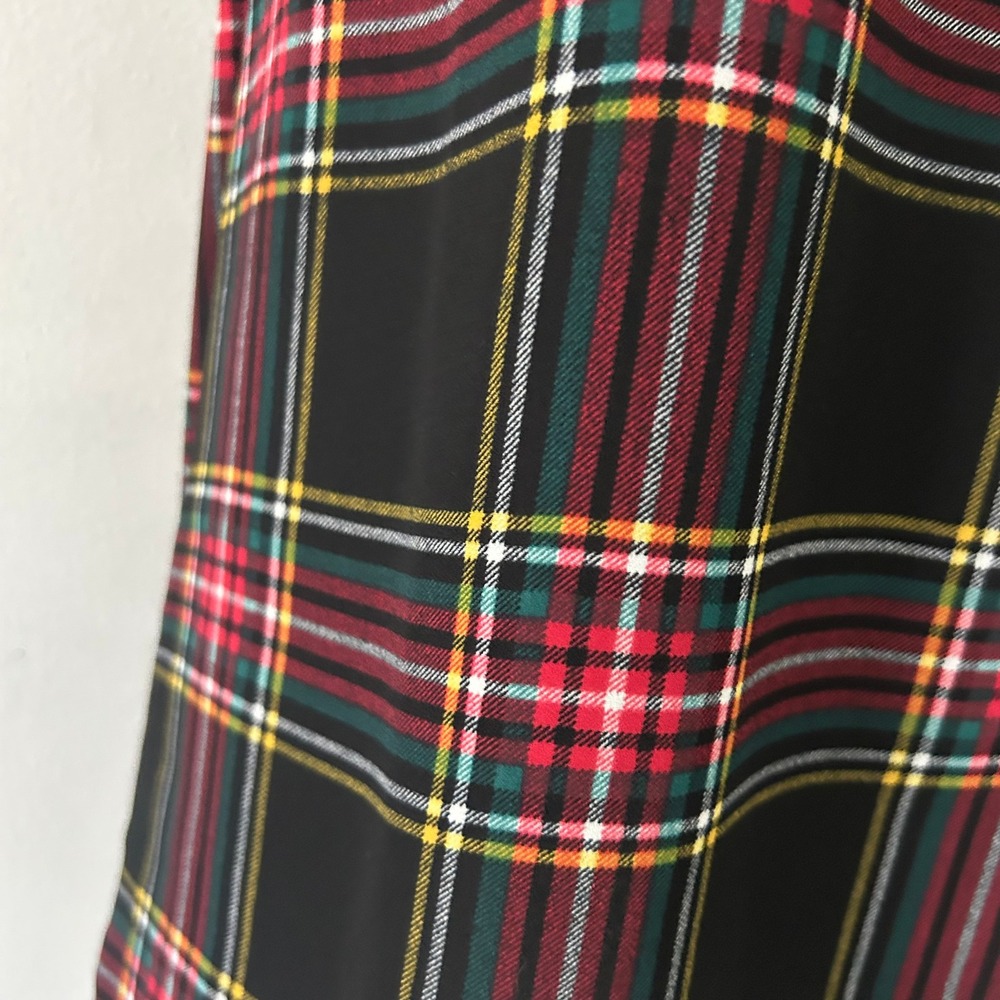 J.Crew Factory Plaid Sleeveless Tie Neck Tartan Dressy Blouse 4 Excellent - Picture 3 of 8